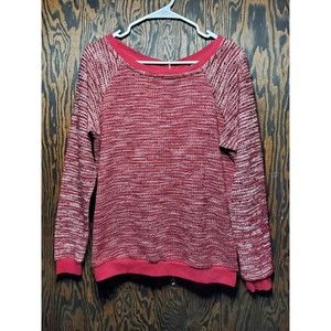 KUT From The Kloth Women's Size Medium Red Marled Knit Full Zip Back Sweater